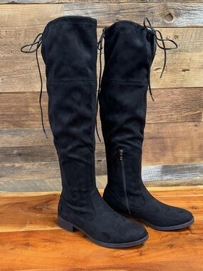 Circus by Sam Edelman Black Faux Suede Over The Knee Boots EUC 9